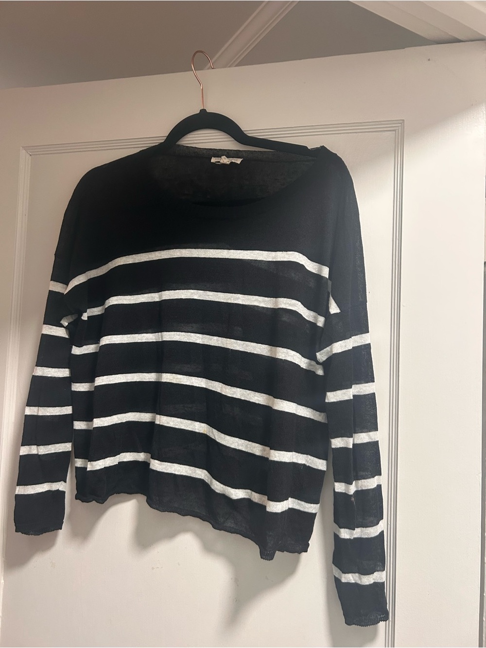 Eileen Fisher Black & White Striped Long-Sleeve Women's Top